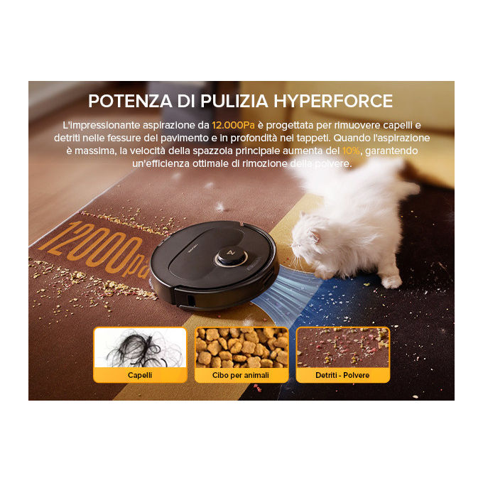 Roborock, Robot Aspirapolvere e Lavapavimenti Qrevo 5AE, 12000 Pa, Nero