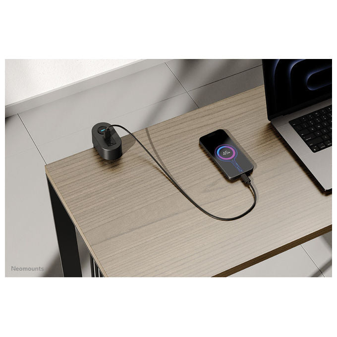 Neomounts Multipresa da Tavolo con Morsetto, USB-C e USB-A, Ricarica Rapida
