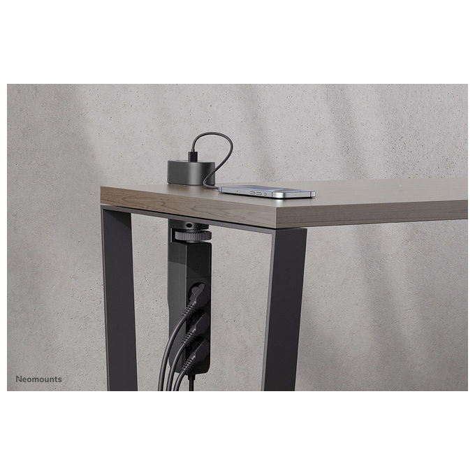 Neomounts Multipresa da Tavolo con Morsetto, USB-C e USB-A, Ricarica Rapida