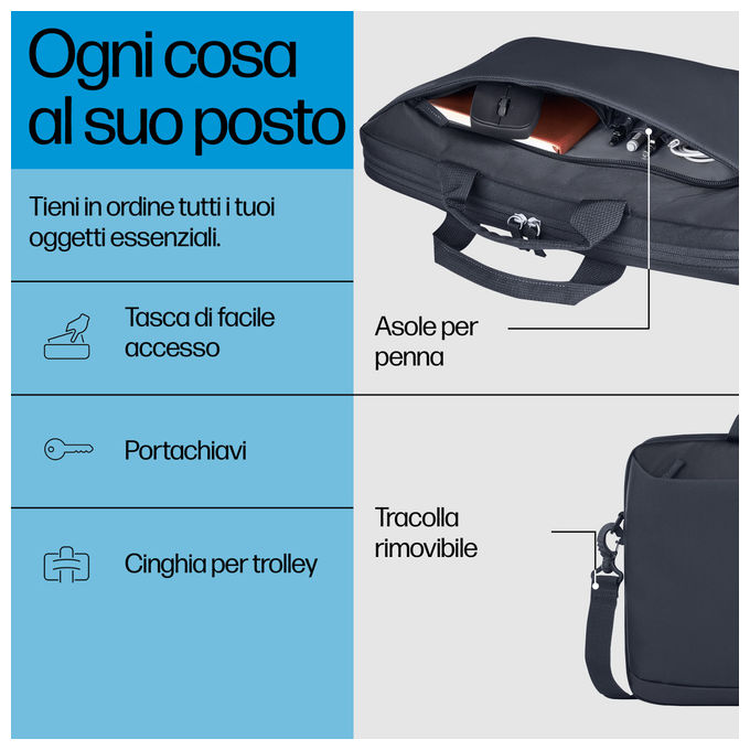 HP, Valigetta Porta Notebook 14 Pollici Everyday, Poliestere, Resistente all'Acqua