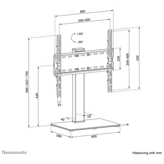 Neomounts, Supporto Tv da Tavolo Girevole, 32-55 Pollici, Nero