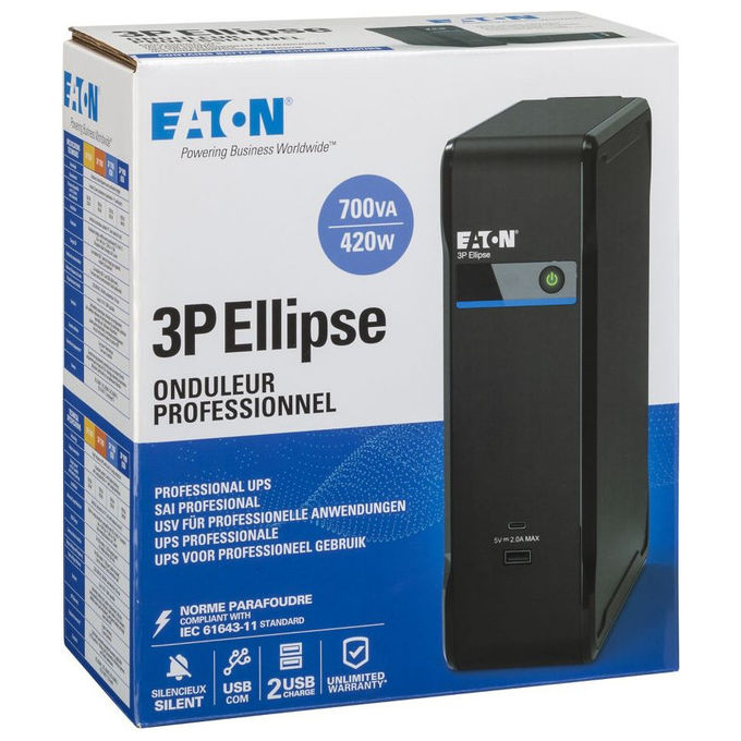 Eaton, Gruppo di Continuita' UPS, 0.7 kVA, 420 W, Standby Offline