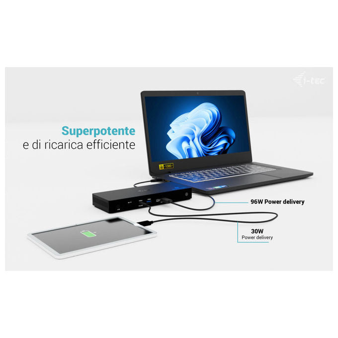 I-tec TB4TRIPLEDOCKPDIT Docking Station Thunderbolt 4 Triple Display Power Delivery 96W LAN 2.5G USB-C colore Nero
