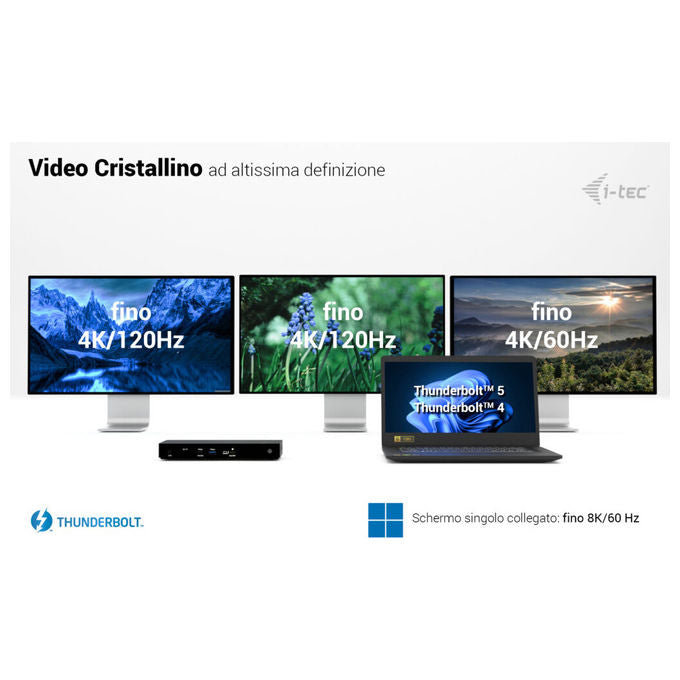 I-tec TB4TRIPLEDOCKPDIT Docking Station Thunderbolt 4 Triple Display Power Delivery 96W LAN 2.5G USB-C colore Nero