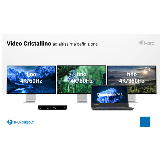 I-tec TB4TRIPLEDOCKPDIT Docking Station Thunderbolt 4 Triple Display Power Delivery 96W LAN 2.5G USB-C colore Nero