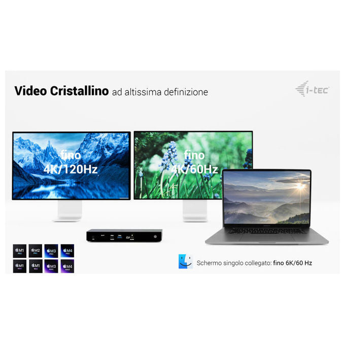 I-tec TB4TRIPLEDOCKPDIT Docking Station Thunderbolt 4 Triple Display Power Delivery 96W LAN 2.5G USB-C colore Nero