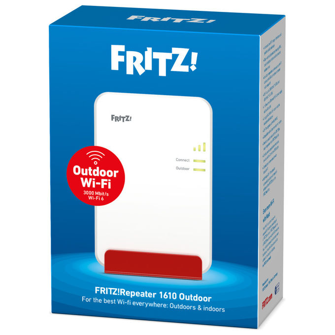 FRITZ! FRITZ!REPEATER 1610 OUTDOOR Ripetitore di Rete Wi-Fi 6 Dual-Band 3000 Mbit-s PoE+ IP54 Mesh colore Bianco