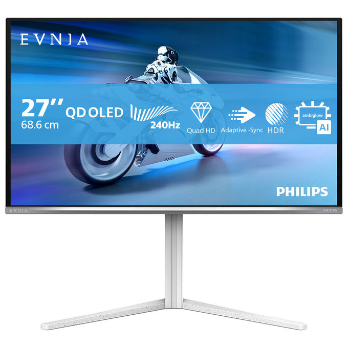 Philips 27M2N6501L Evnia 6000 Monitor Gaming QD-OLED 26.5'' WQHD 2560x1440 240Hz 0.03ms HDR10 G-Sync Hub USB colore Bianco