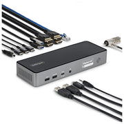 StarTech.com, Adattatore Multiporta USB-C, Docking Station tre Monitor 4K 60Hz, PD 140W, Grigio