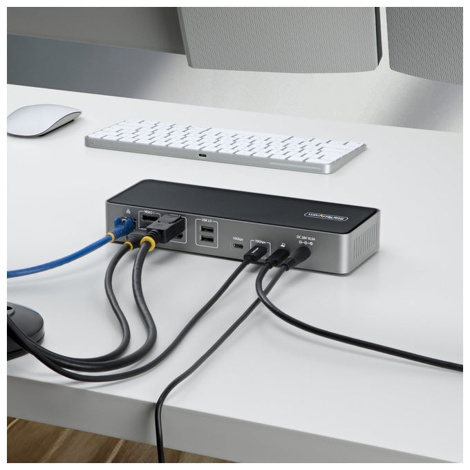 StarTech.com, Adattatore Multiporta USB-C, Docking Station tre Monitor 4K 60Hz, PD 140W, Grigio