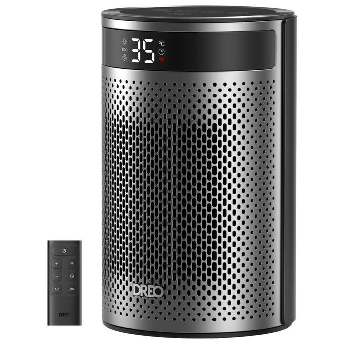 Dreo, Termoventilatore Ceramico Atom 416, 1500W, Riscaldatore Elettrico Ambiente, Nero-Argento