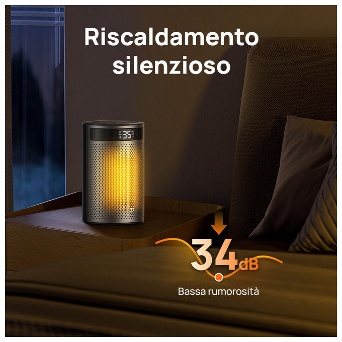 Dreo, Termoventilatore Ceramico Atom 416, 1500W, Riscaldatore Elettrico Ambiente, Nero-Argento