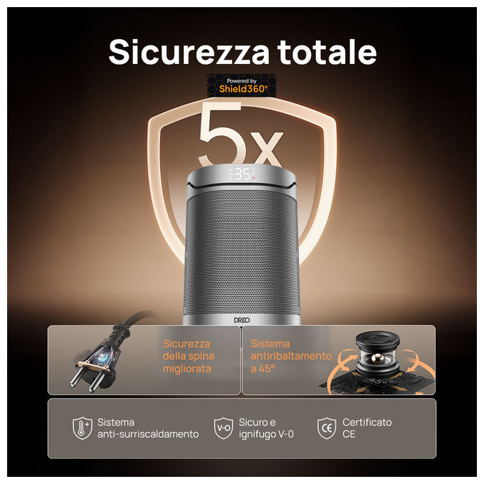 Dreo, Termoventilatore Ceramico Atom 318, 1500W, Riscaldatore Ambiente Elettrico
