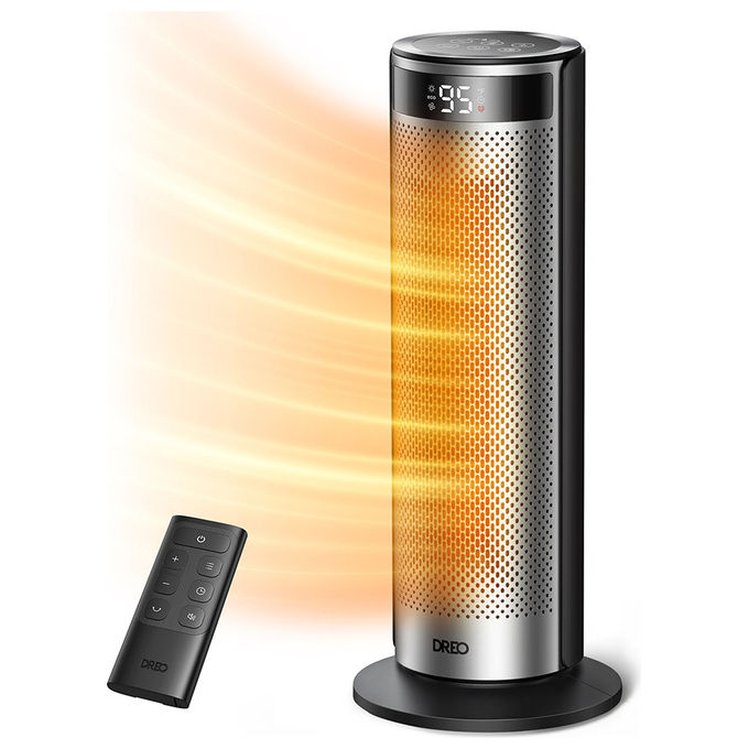 Dreo, Termoventilatore Ceramico Solaris SH628, 2000W, Riscaldatore Elettrico Rapido, Nero e Argento