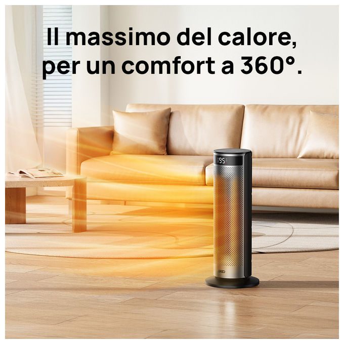 Dreo, Termoventilatore Ceramico Solaris SH628, 2000W, Riscaldatore Elettrico Rapido, Nero e Argento