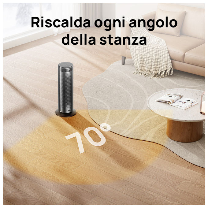 Dreo, Termoventilatore Ceramico Solaris SH628, 2000W, Riscaldatore Elettrico Rapido, Nero e Argento