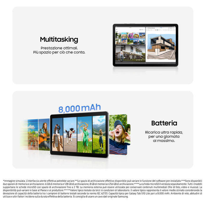 Samsung, Tablet Android 5G, 6GB RAM, 128GB, Display 10.9'', S Pen, Grigio
