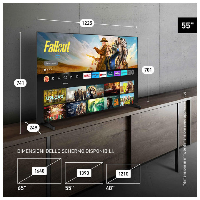 Panasonic TV-55Z80BEZ Smart TV OLED 55'' 4K Ultra HD Fire OS Dolby Vision Dolby Atmos HDR10+ Wi-Fi colore Nero