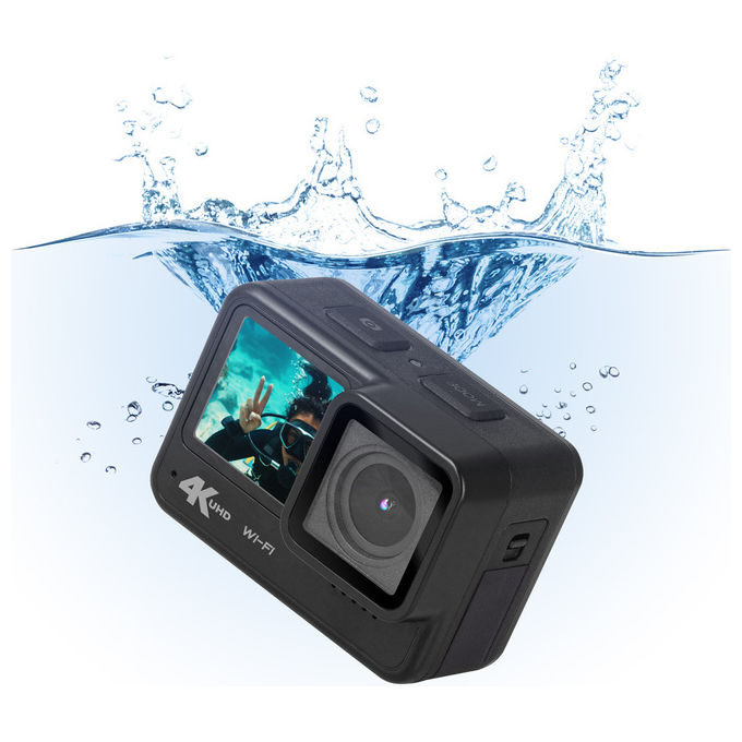 Trevi GO2600 4K Action Camera 20 MP 4K Ultra HD Wi-Fi Impermeabile 21 m Doppio Display IPS Touch 140° colore Nero