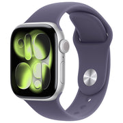 Apple, Watch Series 11 GPS, 42mm, Cassa Alluminio Argento, Sport Band Viola Nebbia