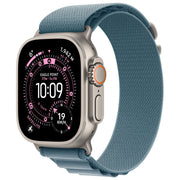 Apple Watch Ultra 3, 49mm, GPS + Cellular, Cassa Titanio, Alpine Loop Blu Chiaro