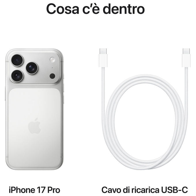 Apple MG8P4QL-A iPhone 17 Pro Smartphone 6.3'' OLED A19 Pro 1TB Tripla cam 48MP 5G Wi-Fi 7 iOS 26 colore Argento