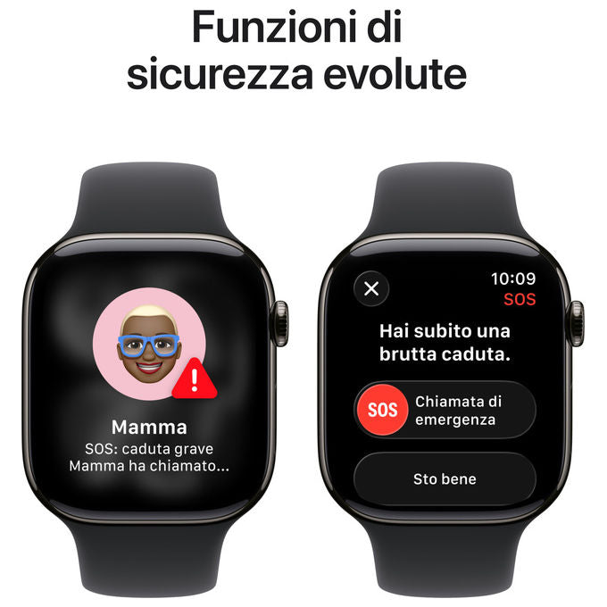 Apple Watch Series 11, 42mm, GPS + Cellular, Titanio Ardesia, Sport Band Nero