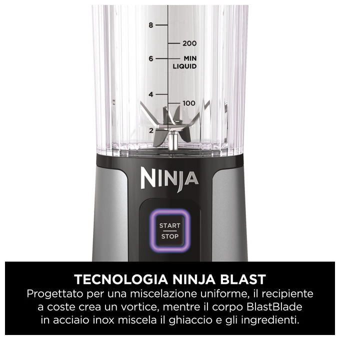 Ninja BC151EUNV Blast Frullatore Portatile Senza Fili 530 ml USB-C Trita Ghiaccio colore Blu Denim