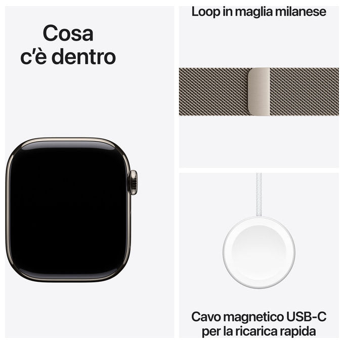 Apple, Watch Series 11 GPS + Cellular, 42mm, Titanio, Loop Maglia Milanese