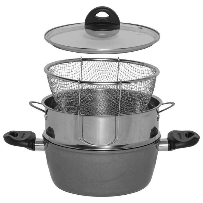 Aeternum, Casseruola Multifunzione 4 in 1, 22 cm, Con Cestelli e Coperchio, Adatta Induzione