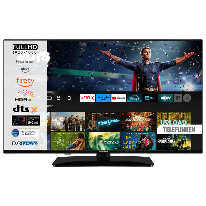 Telefunken TE40759B50V4F Smart TV LED 40'' HD DVB-T2 Wi-Fi Bluetooth Netflix HDR10 colore Nero