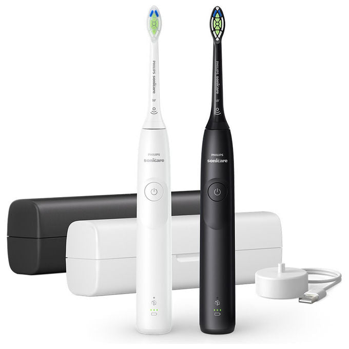 Philips, Spazzolino Elettrico Sonico, 2 Intensita', Sensore Pressione, Bianco e Nero