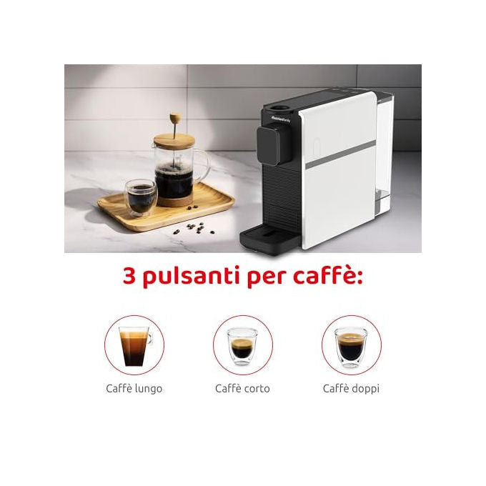 Melchioni Family, Cremosa Macchina Caffe', Compatibile Nespresso, 3 Selezioni, 0.5L, 1400W, Bianca
