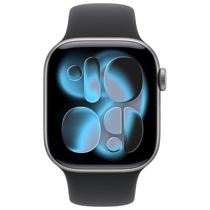Apple, Watch Series 11, GPS, 42mm, Alluminio Grigio Siderale, Sport Band Nero M-L