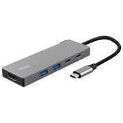 Trust, Hub Usb Tipo-C, Grigio, 5 in 1, Alluminio