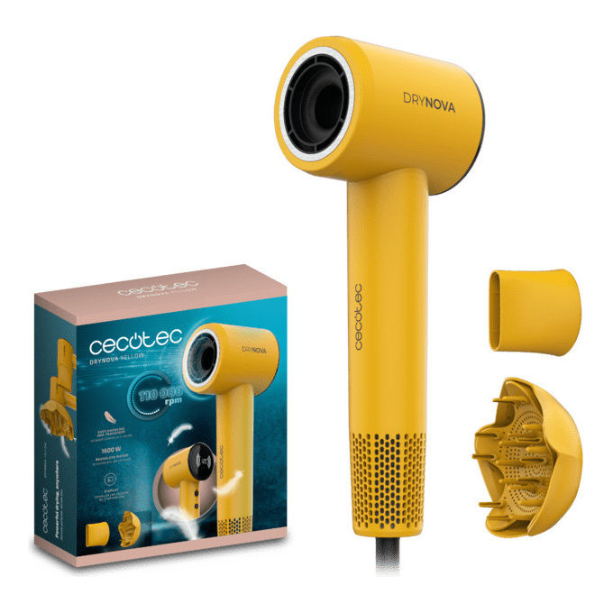 Cecotec, Asciugacapelli, 1600W, Compatto, Leggero, Giallo