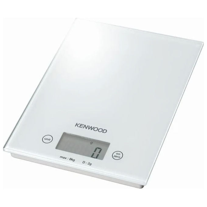 Kenwood WEP60.000WH Bilancia da Cucina Digitale Capacita' 8 Kg Precisione 1g Tara Automatica Piatto in Vetro colore Bianco