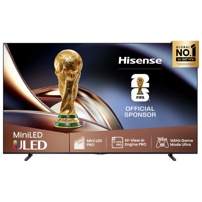 Hisense, TV 4K Ultra HD 100U8Q, Smart TV Wi-Fi, Mini LED ULED, 100 Pollici, Nero Grigio