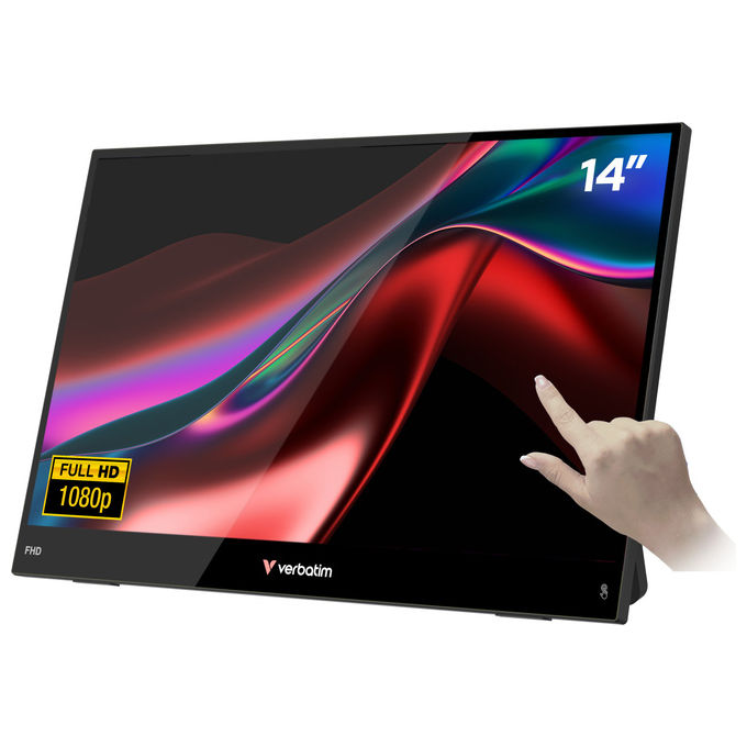 Verbatim, Monitor Portatile Touchscreen, 14'' IPS FHD, USB-C, Ultraleggero, Nero