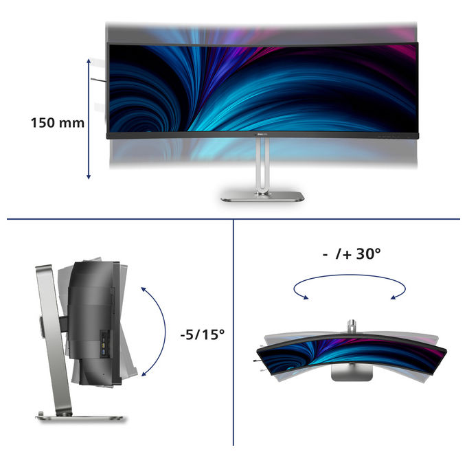 Philips 49B2U5900C-00 Serie 5000 Monitor PC Curvo 48.8'' Dual QHD 5120x1440 VA 32:9 USB-C KVM colore Nero