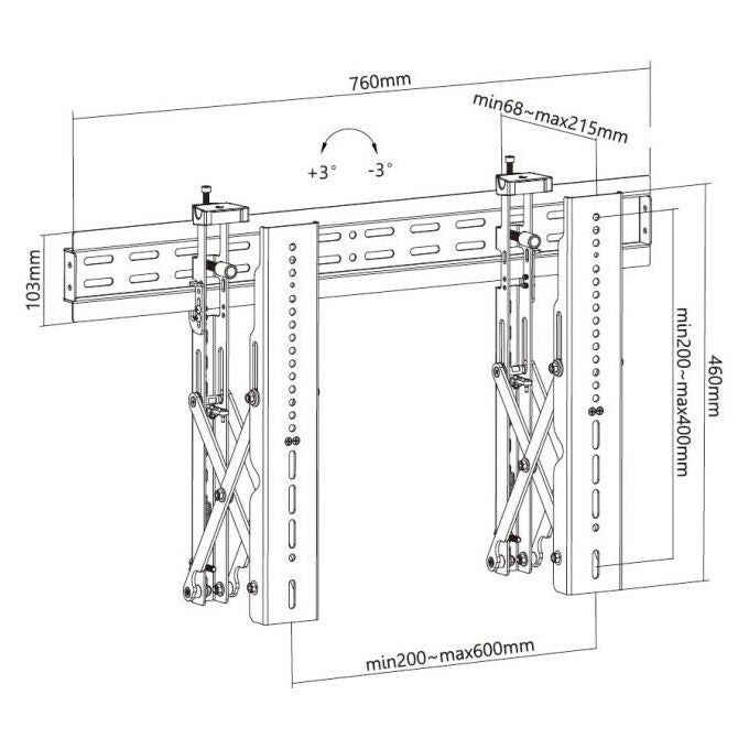 Equip, Staffa Montaggio a Parete Video Pop-Out, 37-70 Pollici, Nero