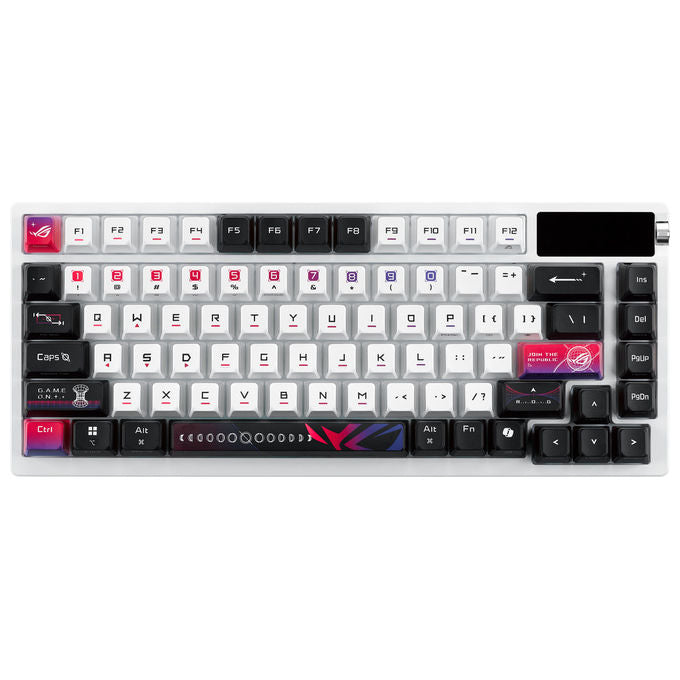 Asus Rog Azoth X, Tastiera Gaming Meccanica Wireless, USB, RF, Bluetooth, Nero Bianco