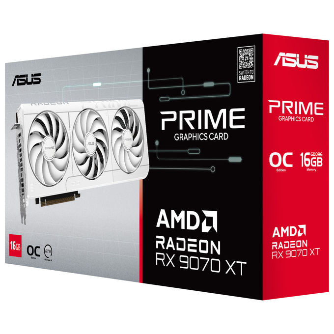 Asus Prime Radeon RX 9070 XT, 16 GB GDDR6, Bianca