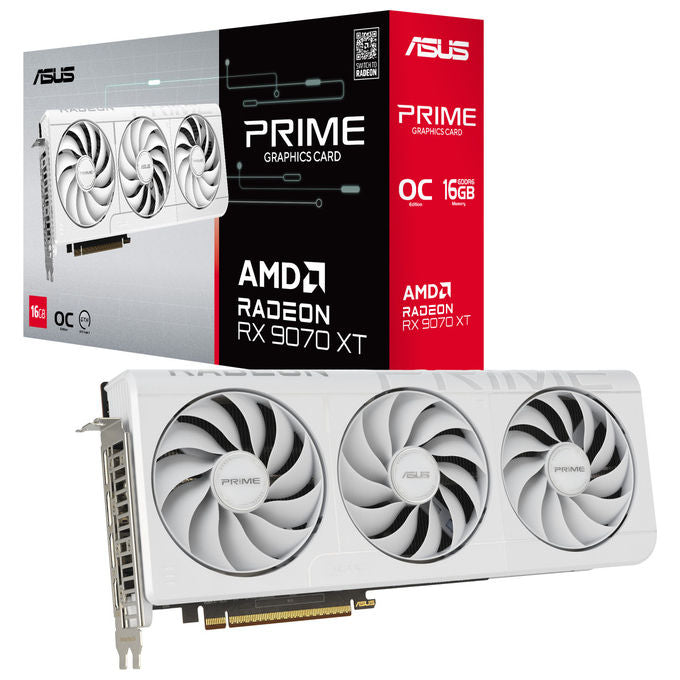 Asus Prime Radeon RX 9070 XT, 16 GB GDDR6, Bianca