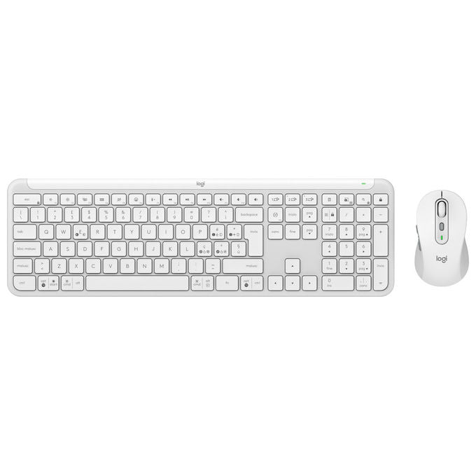 Logitech, Combo Tastiera e Mouse Wireless Signature Slim MK950, Bianco