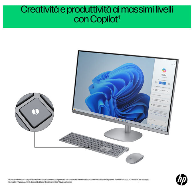 HP, OmniStudio X 32-c0011nl, PC All-in-one, Intel Core Ultra 7, 80 cm 4K, Argento