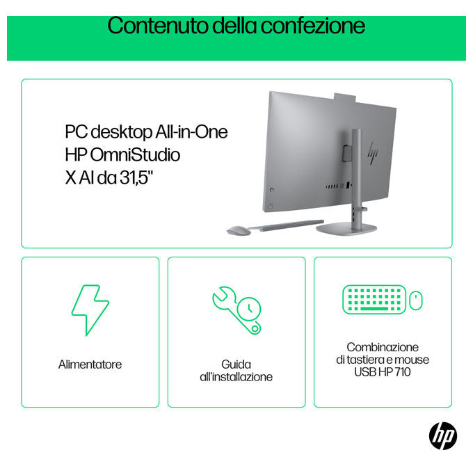 HP, OmniStudio X 32-c0011nl, PC All-in-one, Intel Core Ultra 7, 80 cm 4K, Argento