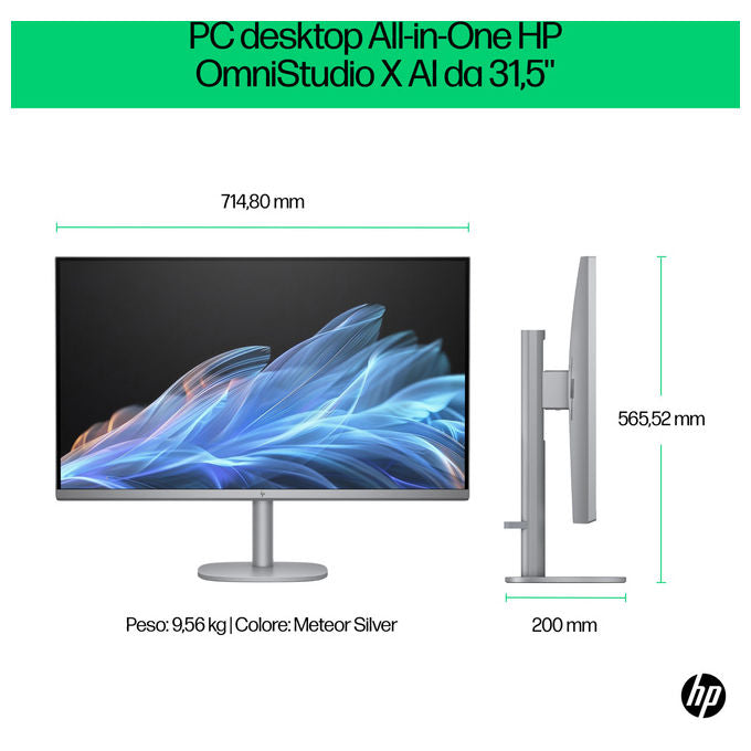 HP, OmniStudio X 32-c0011nl, PC All-in-one, Intel Core Ultra 7, 80 cm 4K, Argento