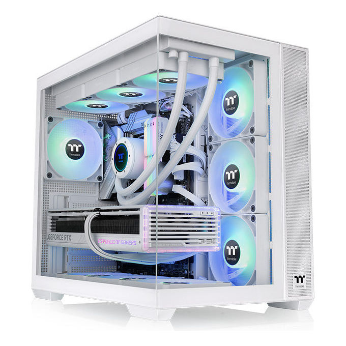 Thermaltake, View 380 TG ARGB Snow, Midi Tower PC, Bianco, Vetro Temperato