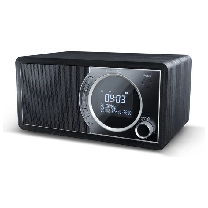 Sharp, Radio Digitale Nera DR450, Equalizzatore, Cabinet in Legno